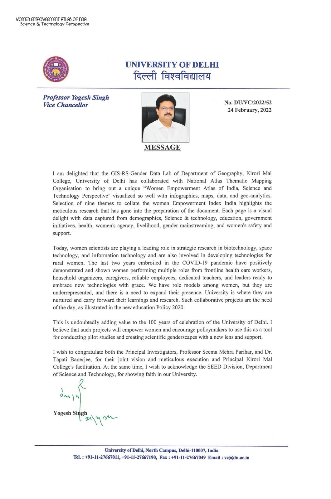 Prof. Yogesh Singh, VC University of Delhi